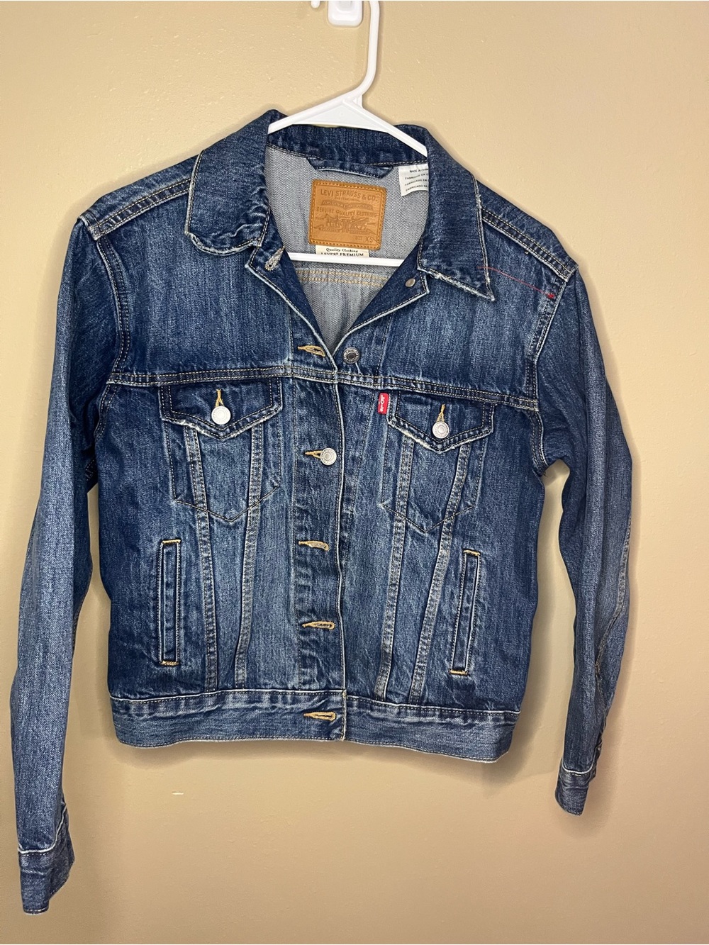 Levi's Women's Distressed Dark Blue Denim Jacket